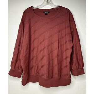 Simply Vera Top Women's Size XL Velvet Mauve Textured Career Sweatshirt Comfort‎
